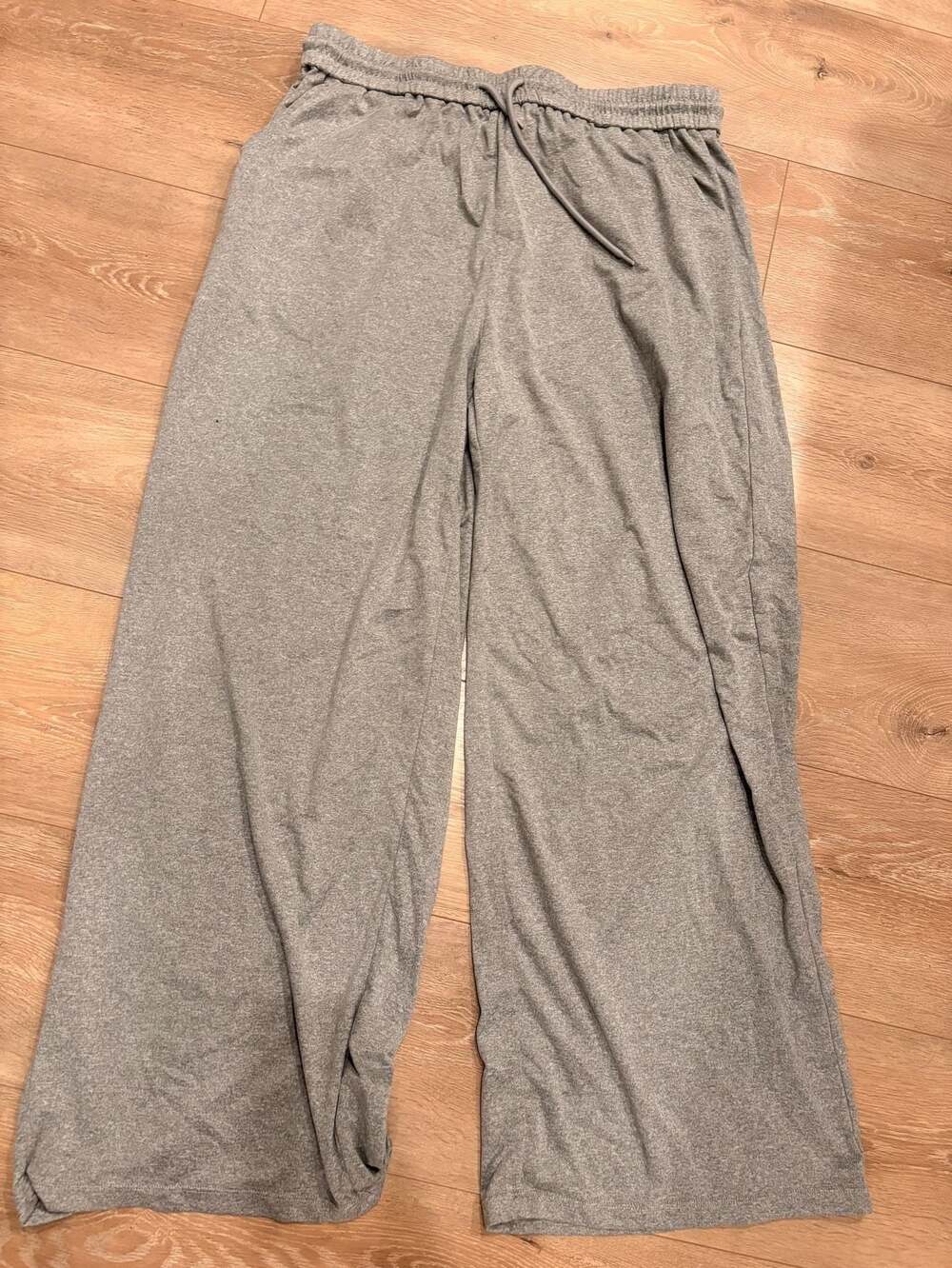 Halara High Waisted Drawstring Heathered Yoga Straight Leg Pants XL Tall Grey
